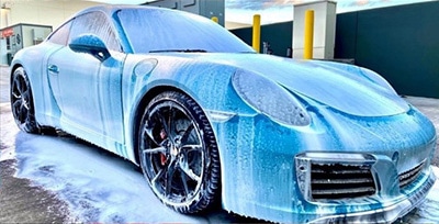 Blue car wash cleaning